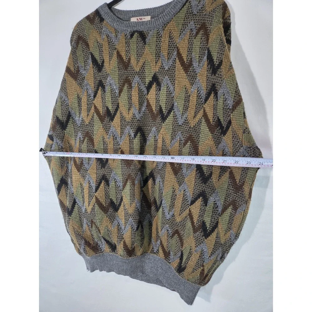 VTG S.Wm Casuals Mens Sweater Sz 2XL Grandpacore Biggie Old Money 90s Geometric